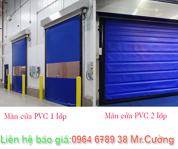 Chất liệu màn cửa cuốn nhanh PVC 1 và 2 lớp